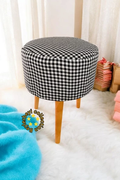 BEYLERBEYİ Coco Puf, düz kumaş,3 Ayak,oturma Odası, Makyaj Masası Pufu - 2