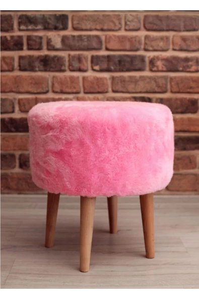 BEYLERBEYİ Coco Puf, Peluş, pembe,oturma odası, makyaj masası pufu 4 ayaklı