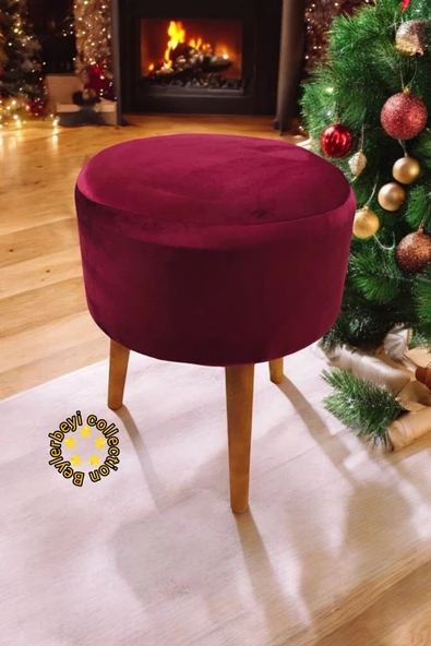 BEYLERBEYİ Coco Puf, düz kumaş,3 Ayak,oturma Odası, Makyaj Masası Pufu - Resim 2