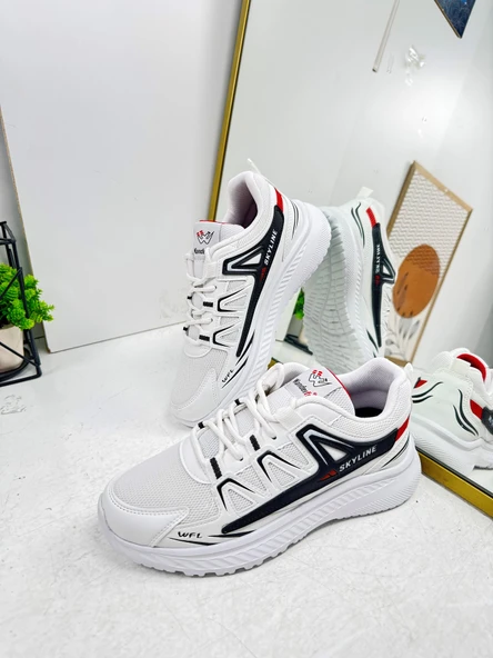 Günlük Erkek Sneaker Fileli Bağcıklı Tırtık Kalın Taban Bilek Destek Dikiş Hafif Spor Ayakkabı 4281 - 6