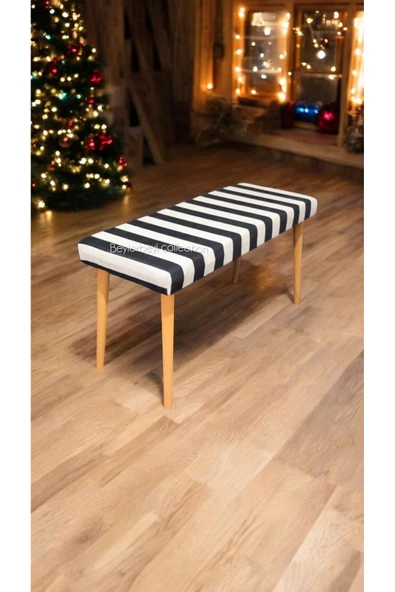 BEYLERBEYİ Ahşap Ayaklı Handmade Geniş Oturum Alanlı düz  Kumaş Pofidik Puf bench, ayak ucu uzatmalık - Resim 2