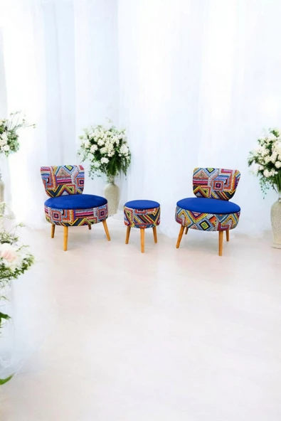 BEYLERBEYİ Köşe takımı, Çay Seti Ikili Koltuk Berjer Ve Puf Takımı (salon, Balkon, Ofis) 3 Lü Takım - 3