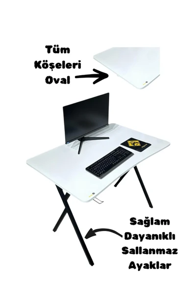 hey modüler mobilya Heygaming2 Profesyonel Oyuncu Masası Beyaz Siyah 110 Cm - 4