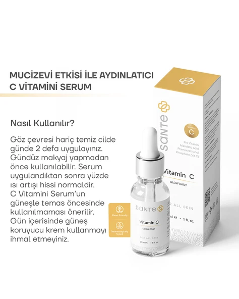 Sante Plus Aydınlatıcı ve Cilt Tonu Eşitleyici C Vitamini Cilt Bakım Serumu 30 ML - 4