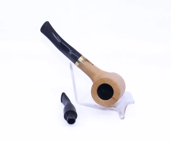 Pipsan Poker Altın Renk Bilezik 9mm Filtreli Çift Ağızlıklı Pipo - Naturel - 6