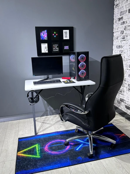 hey modüler mobilya Heygaming2 Profesyonel Oyuncu Masası Beyaz Siyah 110 Cm