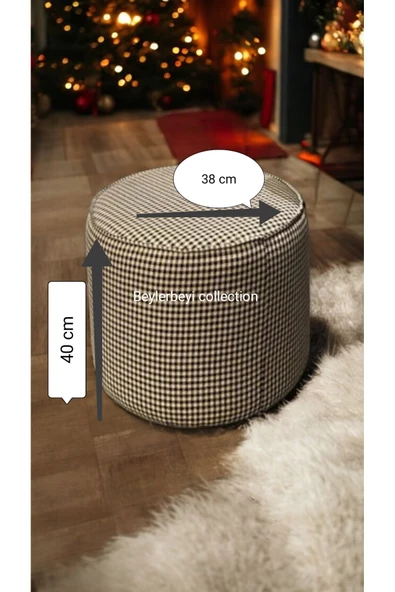 BEYLERBEYİ Puf ,kaz ayağı düz Kumaş ,makyaj Pufu Puf Sandalye Ayak Uzatma Pufu 40 Cm Yükseklik 38 çap - Resim 2