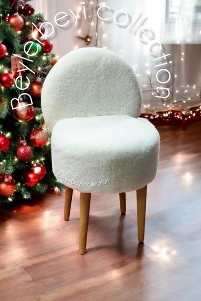 BEYLERBEYİ Makyaj pufu, sırtlı puf, krem peluş. Bench,puf, yüksek ayaklı puf - 2