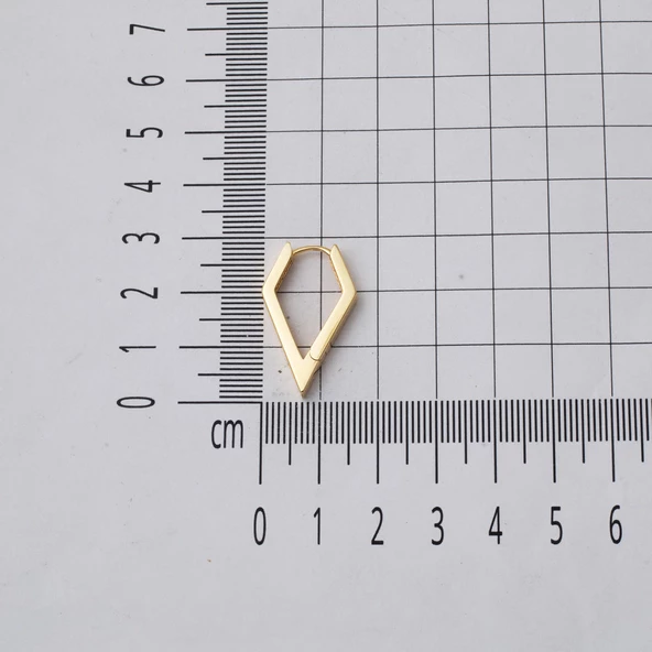 Üçgen Model Köşeli 14 Ayar Altın Halka Küpe - 3