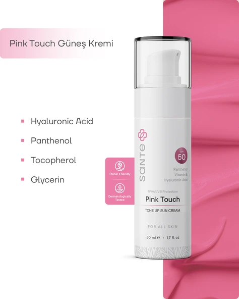 Sante Plus Cilt Tonu Eşitleyici Aydınlatıcı Pink Touch Renkli Güneş Koruyucu Krem SPF 50+, 50 ML - 3