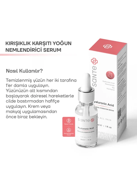 Sante Plus Yoğun Nemlendirici ve Dolgunlaştırıcı Hyaluronic Acid Cilt Bakım Serumu 30 ML - 4