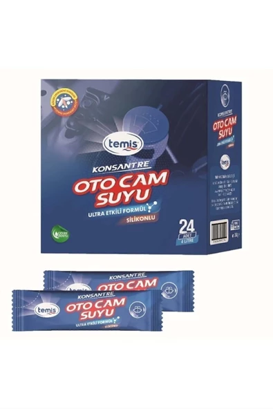 Temis Konsantre Oto Cam Suyu 24 Ad 96 Lt Yeni Nesil Ultra Etkili Silikonlu Formül ile Güçlü Temizlik