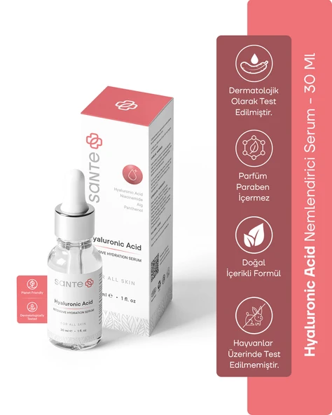 Sante Plus Yoğun Nemlendirici ve Dolgunlaştırıcı Hyaluronic Acid Cilt Bakım Serumu 30 ML