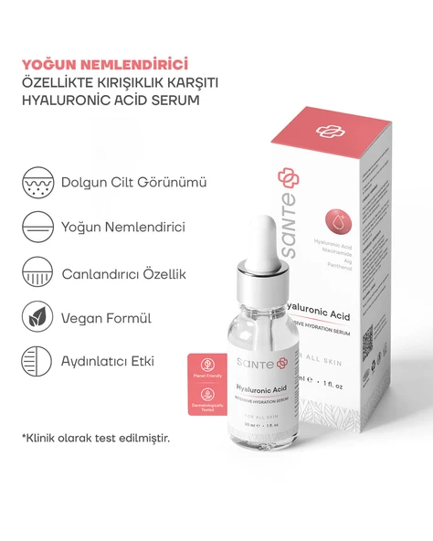 Sante Plus Yoğun Nemlendirici ve Dolgunlaştırıcı Hyaluronic Acid Cilt Bakım Serumu 30 ML - 2