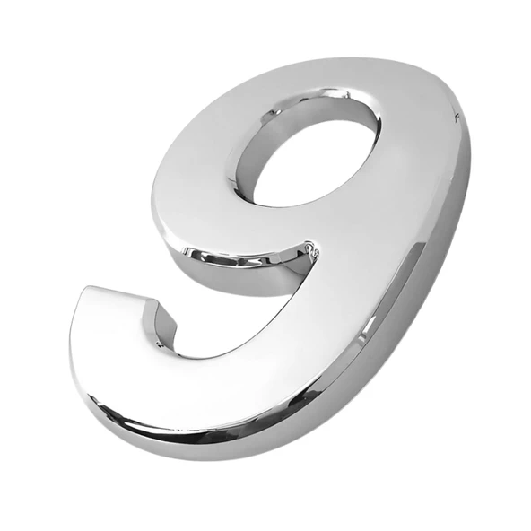 Yapışkanlı Kapı Numarası Küçük Boy 50 mm 5 cm Numara 9 Rakam Dokuz Sayı Krom Renk Numaralar 1 Adet - 4
