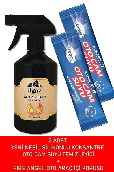 Ateş Meleği Sprey Oda Kokusu 500 Ml & Temis Konsantre Oto Cam Suyu 2 Ad = 8 Lt