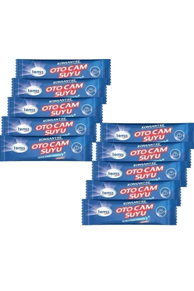 Temis Konsantre Oto Cam Suyu 10 Ad 40 Lt Yeni Nesil Ultra Etkili Silikonlu Formül ile Güçlü Temizlik