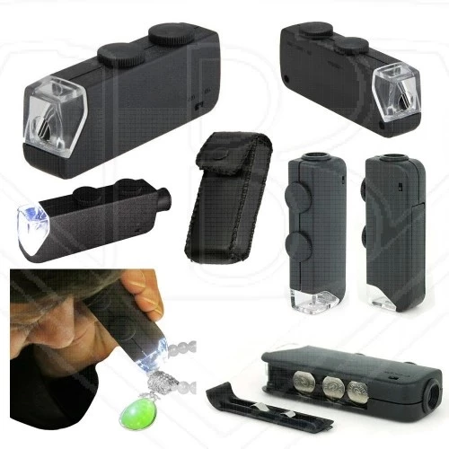 Mini 60x 100x Zoom Lens Odak Takı Led Cep Mikroskop Büyüteç - Resim 2