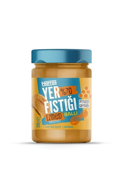 Harras Harras Katkısız Ballı Parçacıklı Yer Fıstığı Ezmesi %70 fıstık %20 bal 4 Adet X 350gr - 2