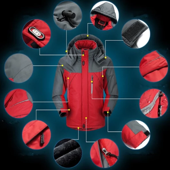 Cbtx Outdoor Rüzgar Su Geçirmez Kalın Polar Kapüşonlu Mont - 5