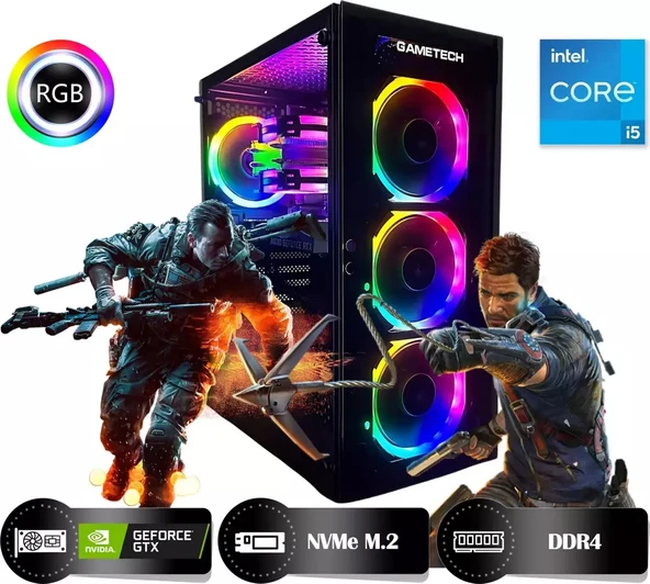 HYPER ROCKET Ares HRI161650-IC Intel Core i5-12400F 16GB Ram 500GB Nvme M.2 SSD GTX1650 4GB Masaüstü Oyuncu Bilgisayarı ürün görseli 1