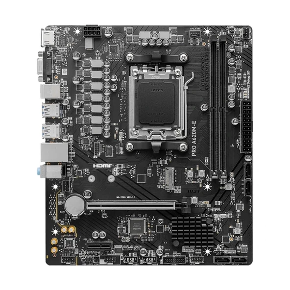 MSI PRO A620M-E AM5 DDR5 6800(OC) Ses Glan HDMI/VGA Sata3 Usb3.2 mATX Anakart - 2