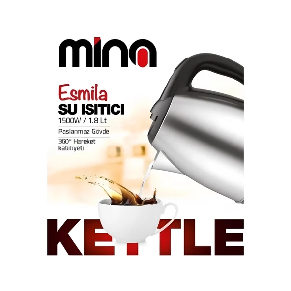 Mina Esmila Su Isıtıcı Çelik Kettle - 2