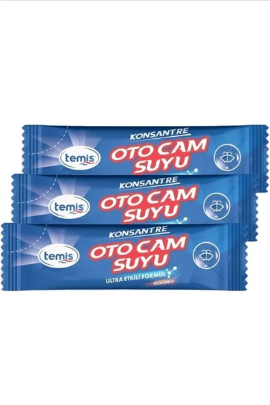 Temis Konsantre Oto Cam Suyu 3 Ad =12 Lt Yeni Nesil Ultra Etkili Silikonlu Formül ile Güçlü Temizlik