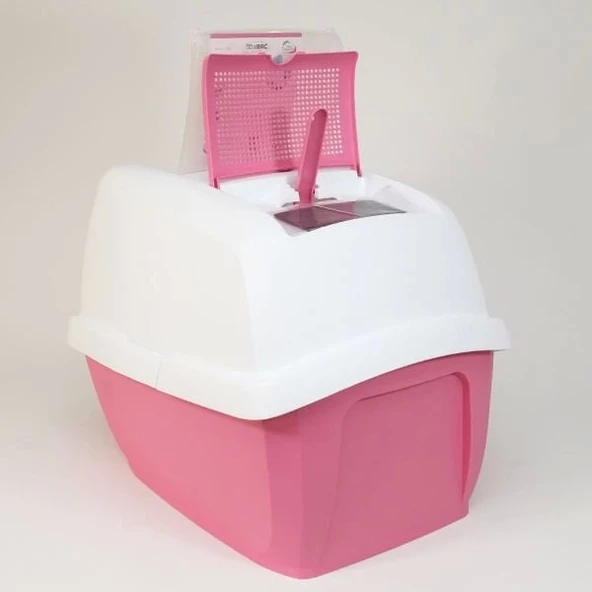 İmac Maddy Junior Üstü Açılır Kapalı Kedi Tuvaleti Pembe 57x43x41 Cm - 4