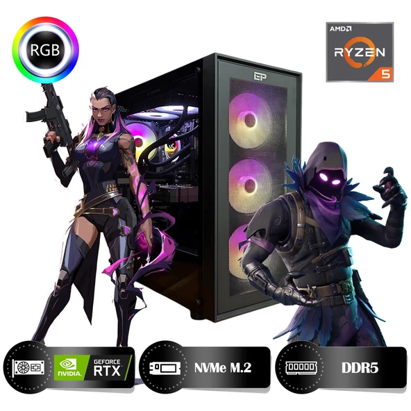 HYPER ROCKET Peak HRA323050 Ryzen 5 7500F 32GB Ram 1TB Nvme M.2 SSD RTX3050 8GB Masaüstü Oyuncu Bilgisayarı - 2