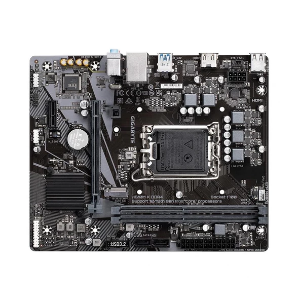 Gigabyte H610M-K Rev.1.0 2xddr4 M.2 HDMI 12-13.nesil LGA1700 Soket, Anakart - 3
