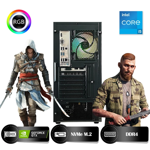 HYPER ROCKET Titan HRI161650-ICTT Intel Core i5-12400F 16GB Ram 500GB Nvme M.2 SSD GTX1650 4GB Masaüstü Oyuncu Bilgisayarı - 6