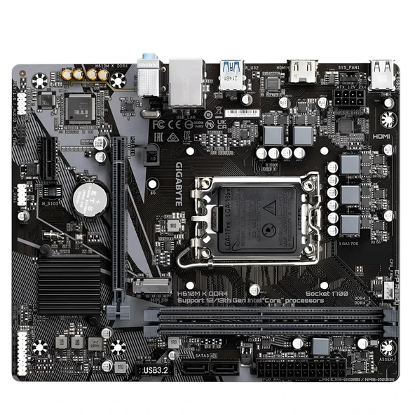 Gigabyte H610M-K Rev.1.0 2xddr4 M.2 HDMI 12-13.nesil LGA1700 Soket, Anakart - Resim 5