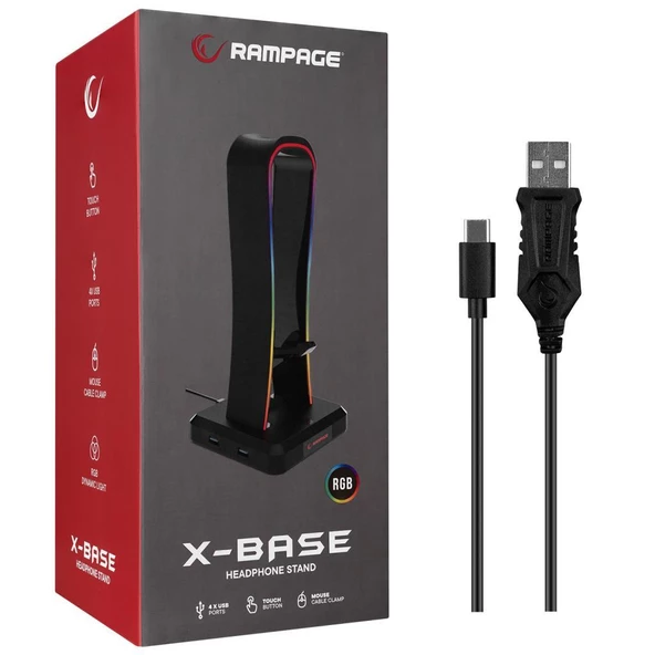 Rampage RM-H77 X-BASE Siyah RGB Işıklı 4*Usb Port Kulaklık İçin Stand - 7