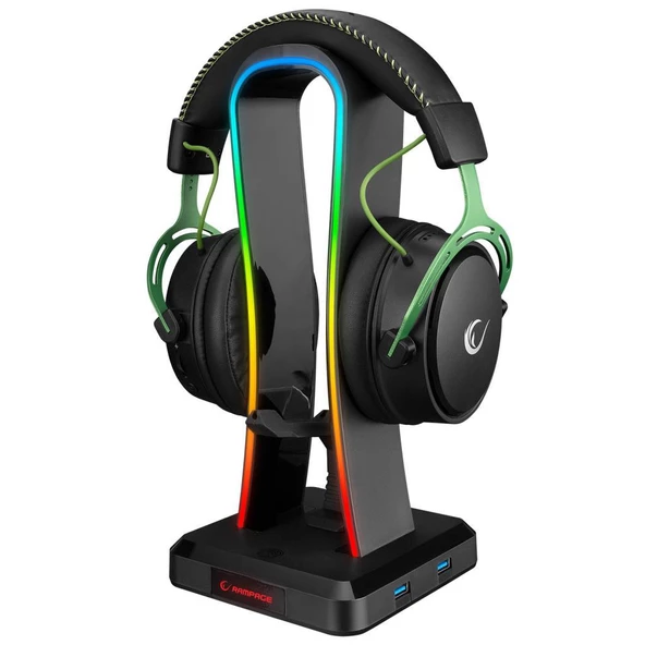 Rampage RM-H77 X-BASE Siyah RGB Işıklı 4*Usb Port Kulaklık İçin Stand - 6
