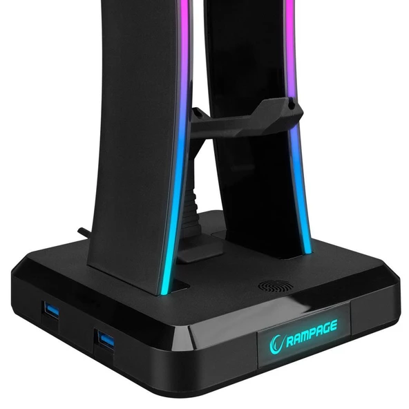 Rampage RM-H77 X-BASE Siyah RGB Işıklı 4*Usb Port Kulaklık İçin Stand - 4