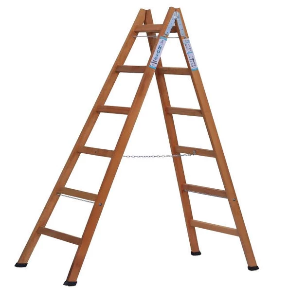 BUSE 6 BASAMAKLI A TİPİ KATLANIR GÜRGEN AHŞAP MERDİVEN 200CM ürün görseli