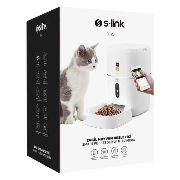 S-link SL-23 Otomatik Yem Kabı 3MP Kamerali Iki Yönlü Ses 6L Wifi Tuya Destekli Akıllı Kedi köpek Besleyici - 8