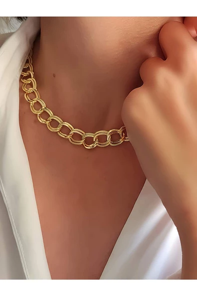 Uzay Yolu Samanyolu Model Zincir Altın Kaplama Gold Renk Kolye - Resim 3