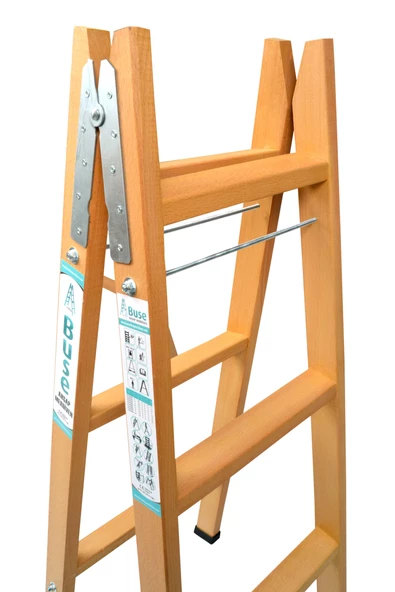 BUSE 6 BASAMAKLI A TİPİ KATLANIR GÜRGEN AHŞAP MERDİVEN 200CM - Resim 6