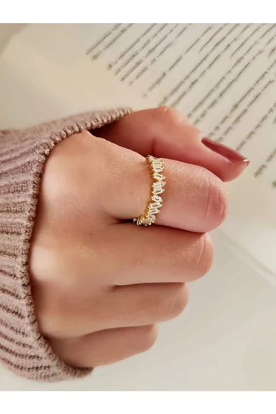 Baget Model Yarım Tur Altın Kaplama Gold Renk Eklem Yüzük