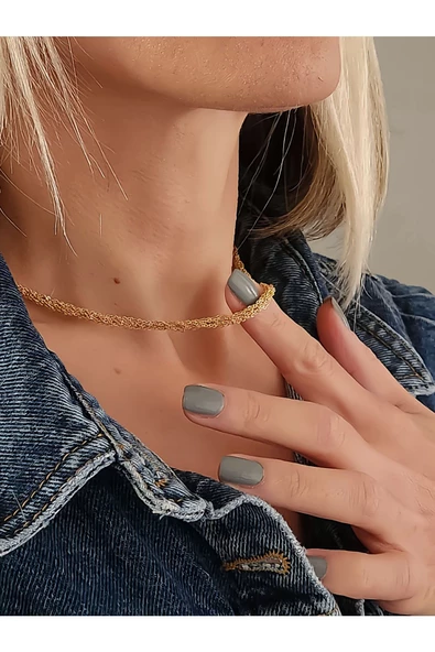 Zırh Örgü Zincir Model Çelik Zincir Dokuma Altın Kaplama İnce El Yapımı Kolye