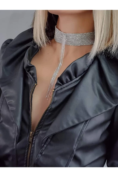 14 Sıralı Zincir Dokuma Sallantılı Vücut Tasma Choker El Yapımı Kolye - 3