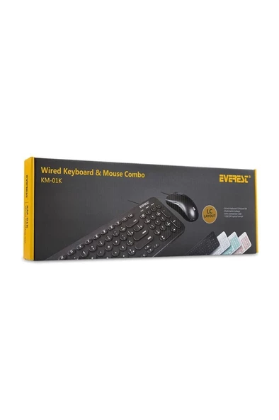 Everest Yabancı Km-01k Pembe Usb Yuvarlak Tuşlu 3d Mouse Combo Lc Layout Klavye Mouse Set - 2