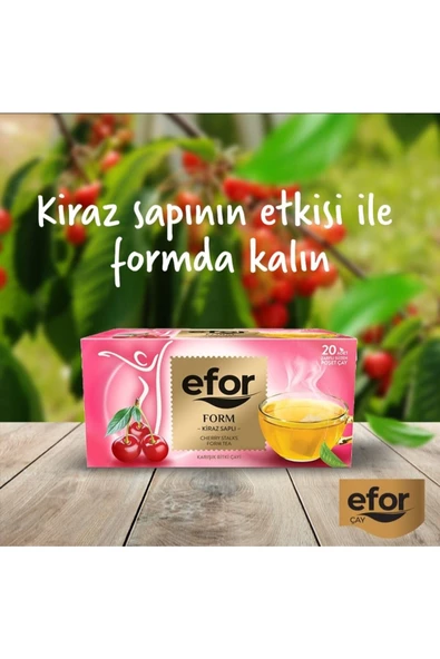 Efor Form Kiraz Saplı Bardak Poşet Bitki ve Meyve Çayı - 20'li - 2