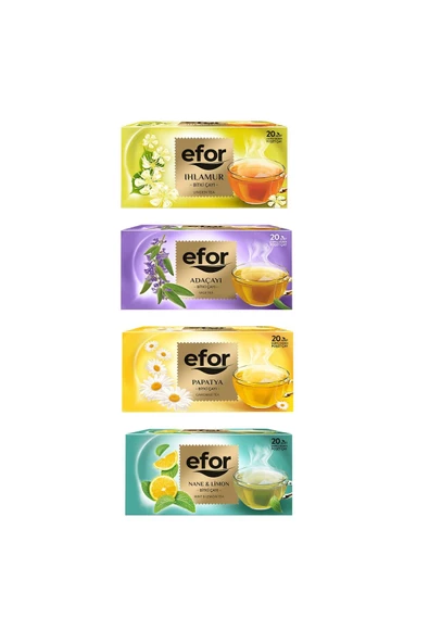 EFOR ÇAY Efor Ihlamur - Nane Limon - Papatya - Adaçayı 4'lü Karma Set - 2
