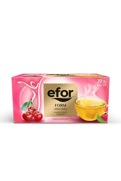 Efor Form Kiraz Saplı Bardak Poşet Bitki ve Meyve Çayı - 20'li