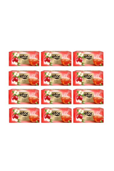 EFOR ÇAY Efor Elma Bardak Poşet Bitki Ve Meyve Çayı 20 Li X 12 Adet