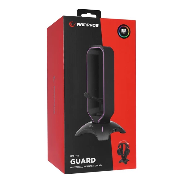 Rampage RM-H66 GUARD Siyah RGB Işıklı 2*Usb Port Kulaklık İçin Stand - 6