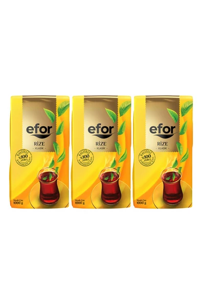 Efor Klasik Rize Çay 1 Kg 3lü Set - Dökme Siyah Rize Çayı - 3
